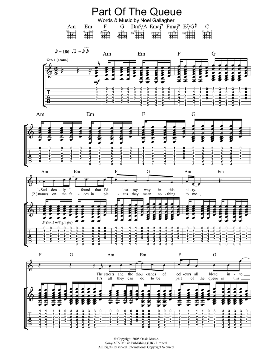 Part Of The Queue Guitar Tablature scores gallery preview page 1