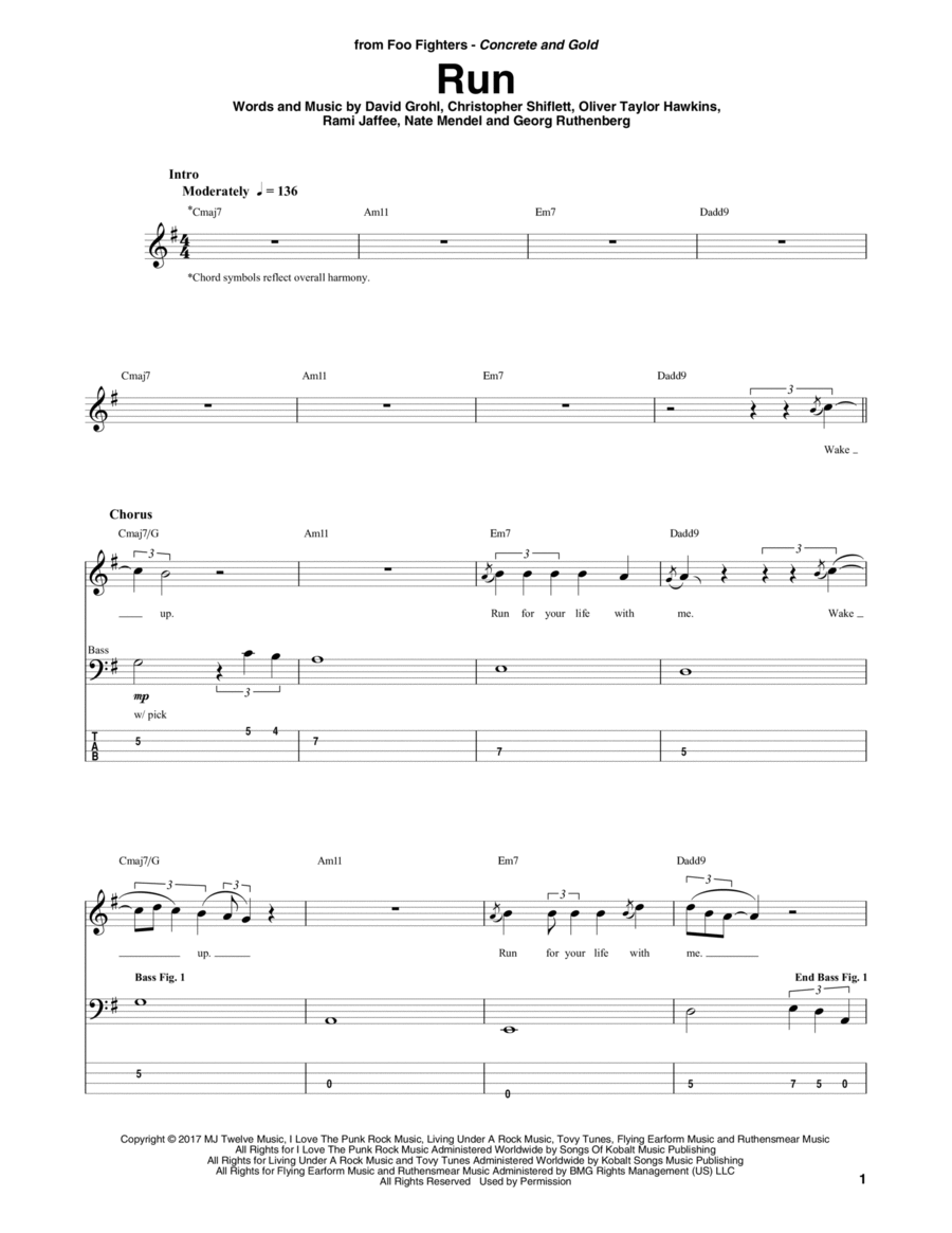 Run Guitar Tablature scores gallery preview page 1