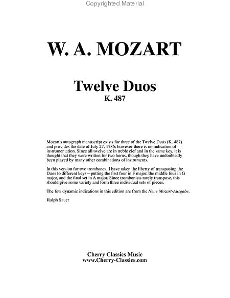 Twelve Duos for Two Trombones