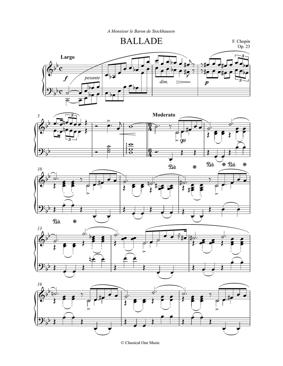 Chopin - Ballade No. 1 in G Minor, Op. 23(Piano) Piano Solo scores gallery preview page 1