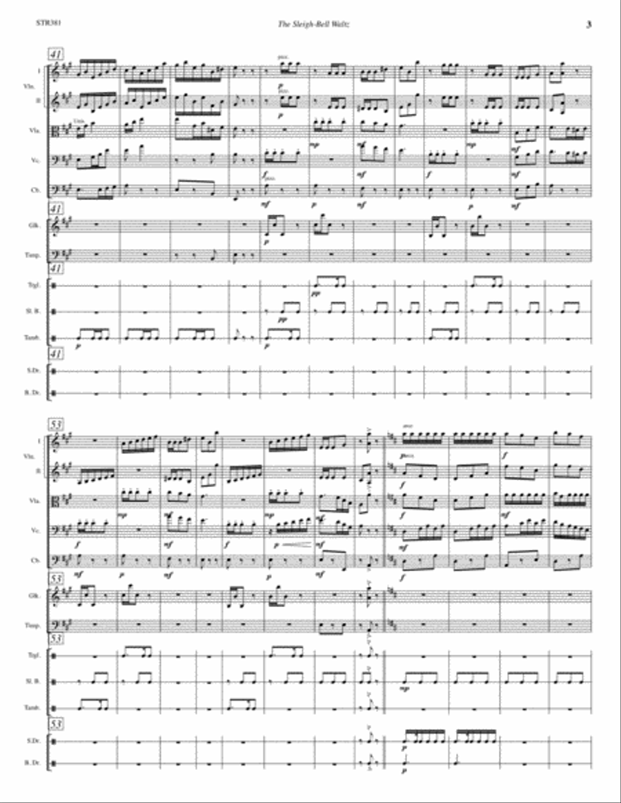 THE SLEIGH-BELL WALTZ for STRING ORCHESTRA with optional Percussion String Orchestra scores gallery preview page 3