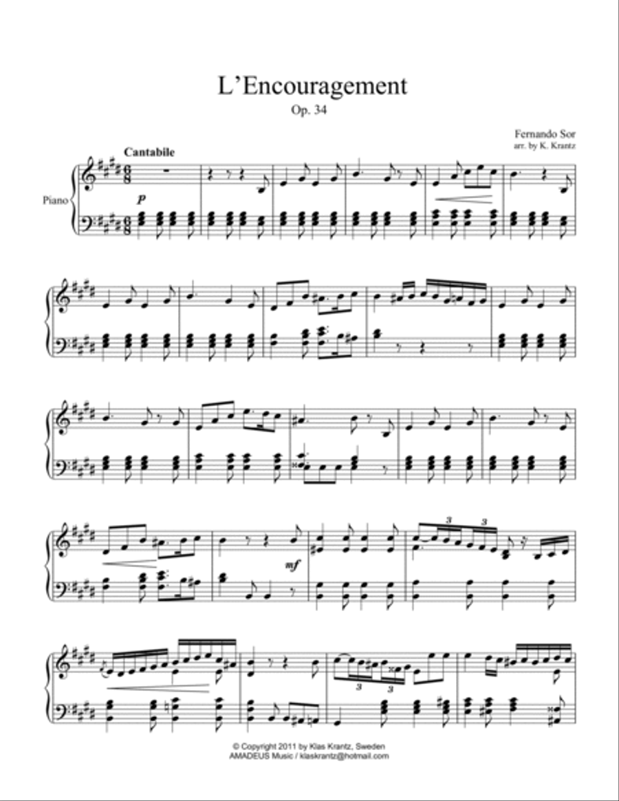 L'Encouragement Op. 34 for piano solo image number null