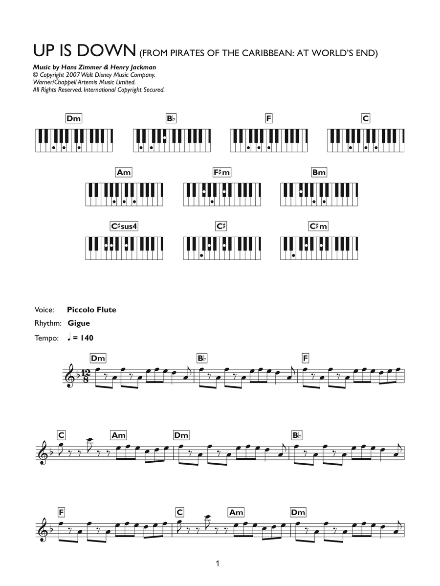 Up Is Down (from Pirates Of The Caribbean: At World's End) Piano Solo scores gallery preview page 1