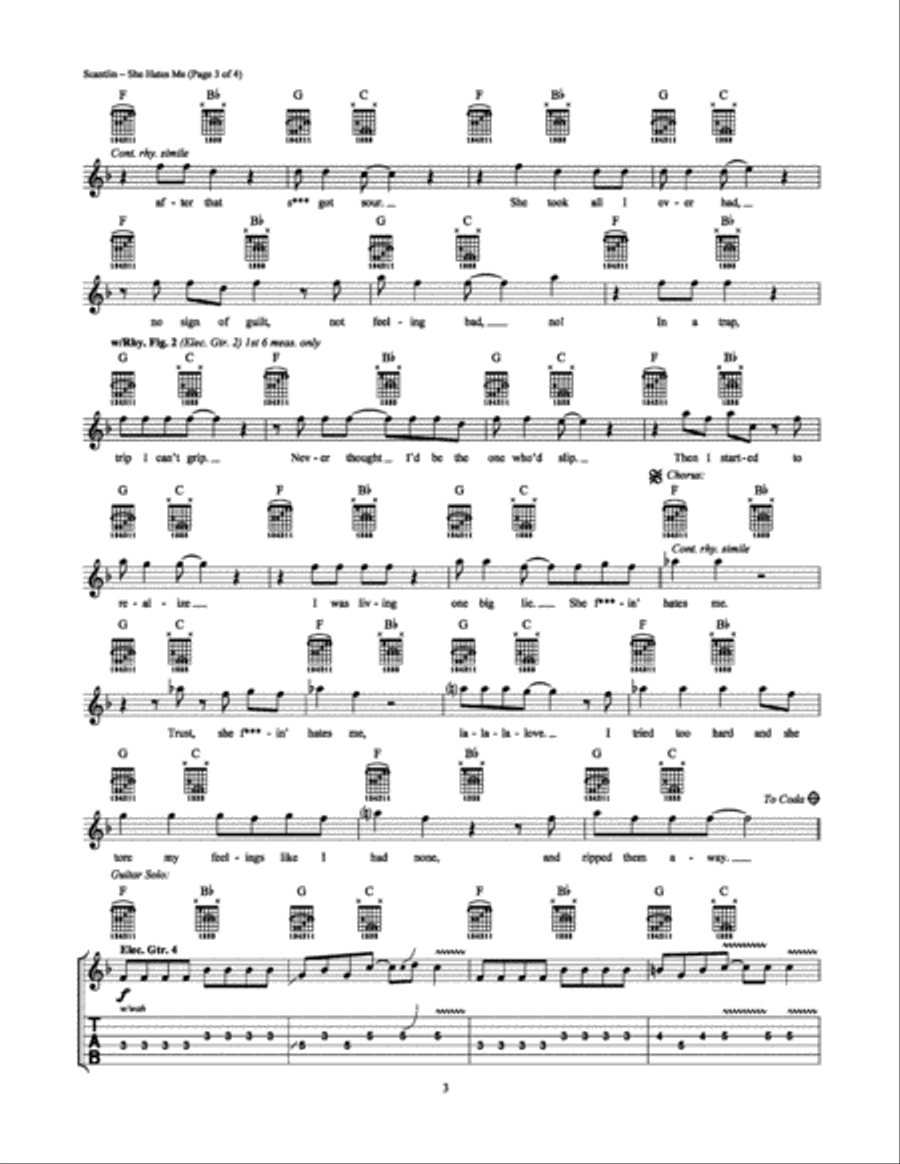 She Hates Me She Hates Me Electric Guitar scores gallery preview page 3