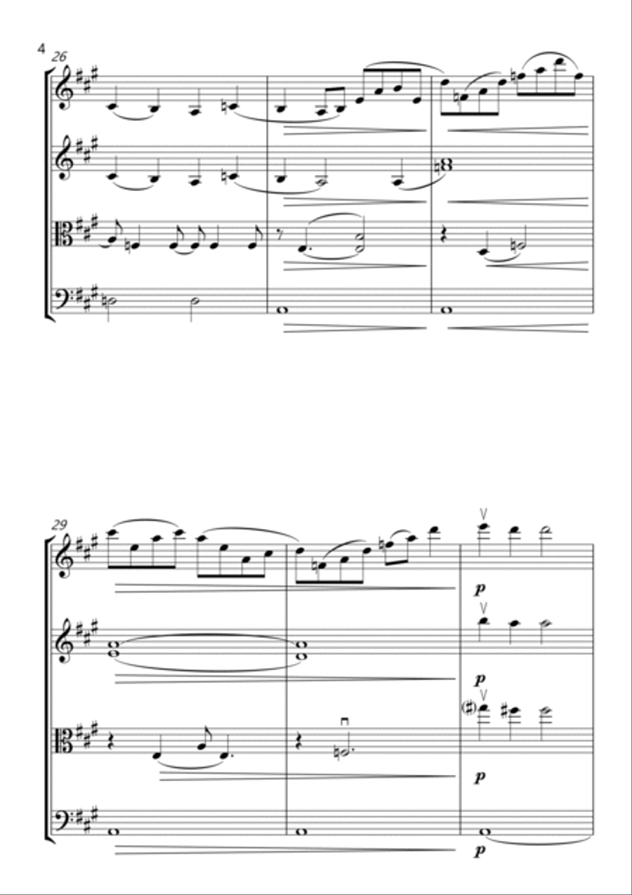Glasgow Love Theme String Quartet scores gallery preview page 4