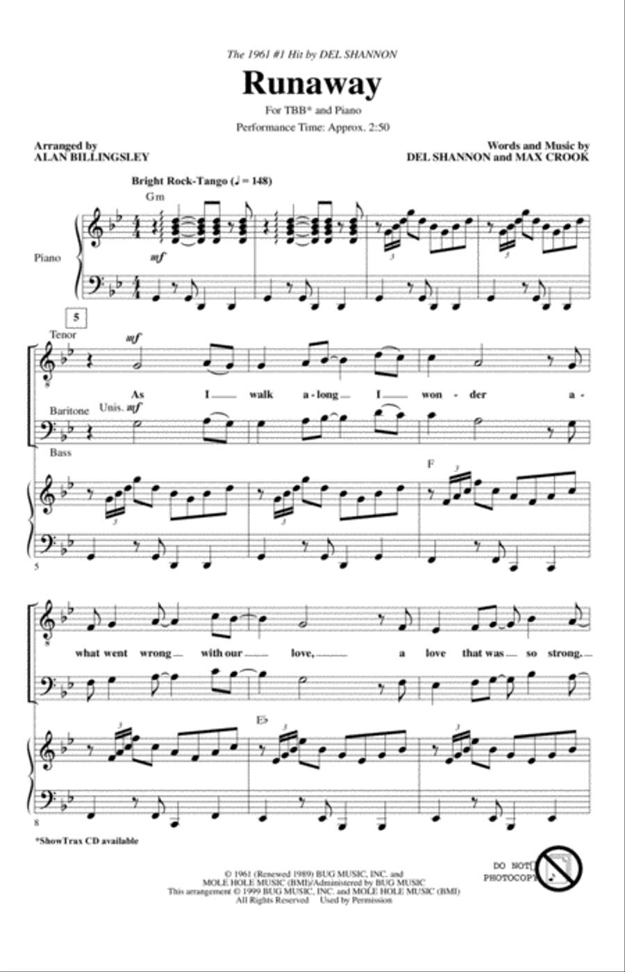 Runaway (arr. Alan Billingsley) 3-Part scores gallery preview page 1