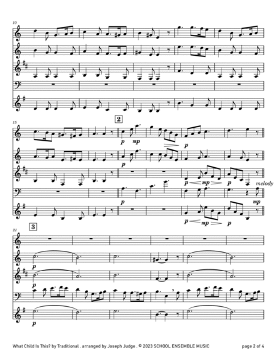What Child Is This for Woodwind Quartet in Schools Woodwind Quartet scores gallery preview page 2