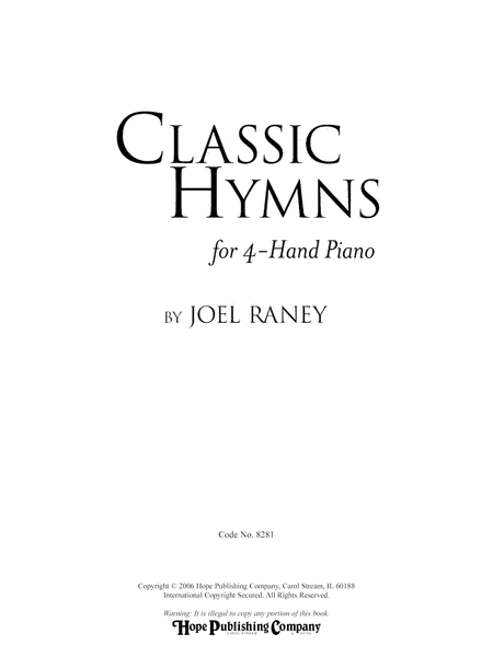 Classic Hymns for 4-Hand Piano, Vol. 1-Digital Download