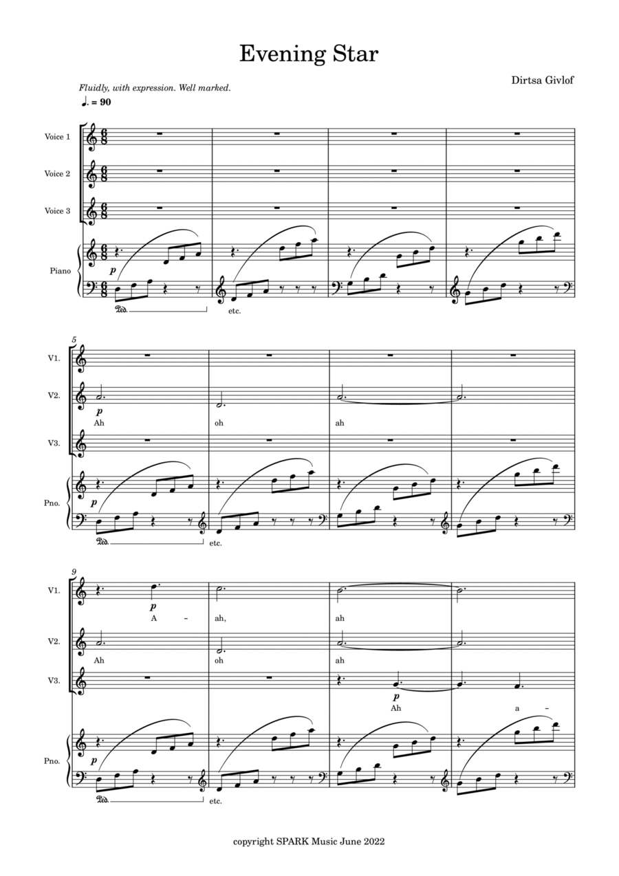 evening star (extended) 3-Part scores gallery preview page 1