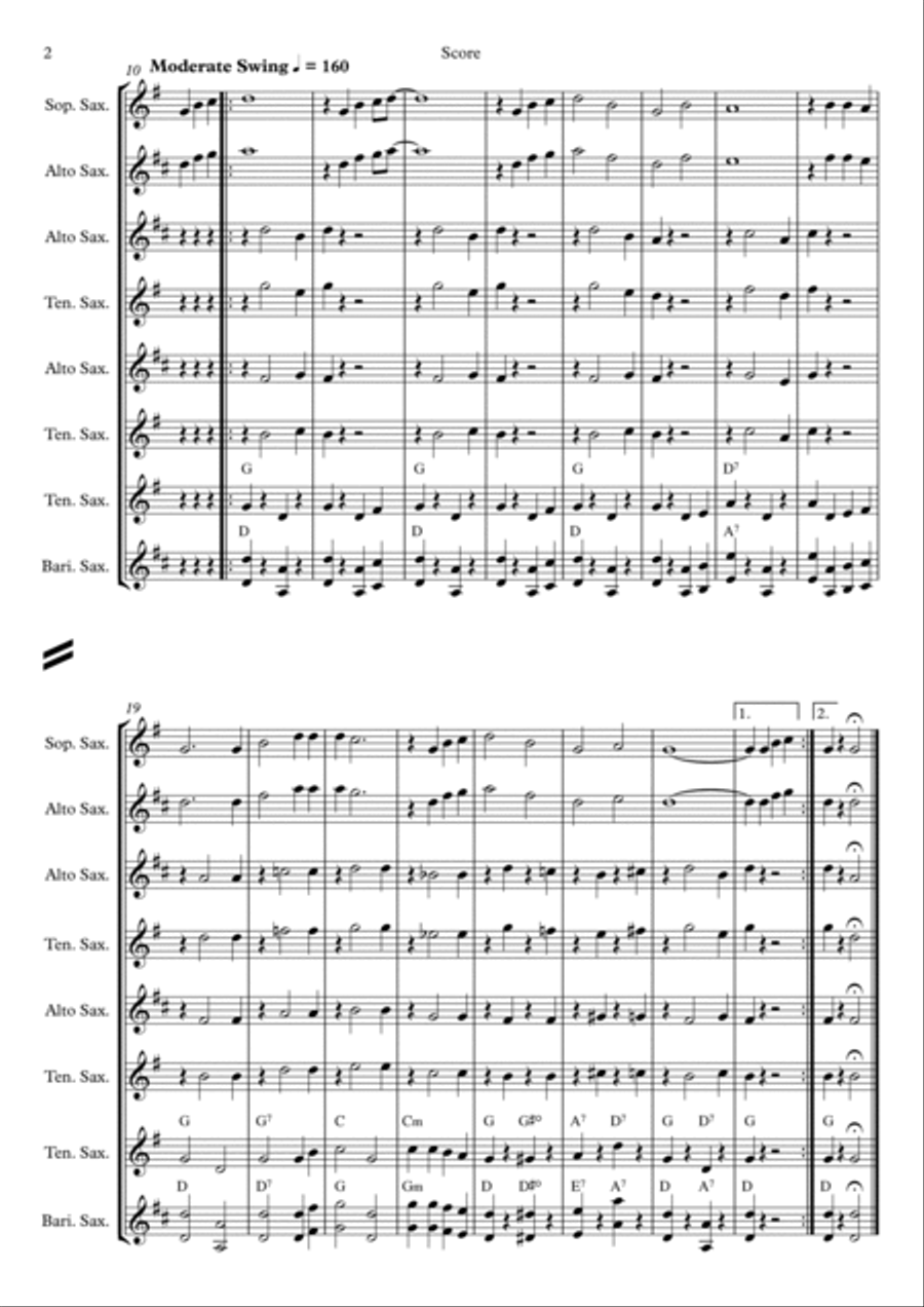 Oh when the saints - Easy Sax Quartet Saxophone Quartet scores gallery preview page 2