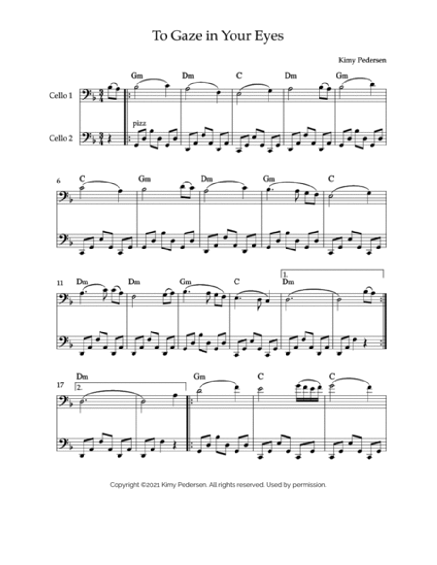To Gaze In Your Eyes Cello Solo scores gallery preview page 2