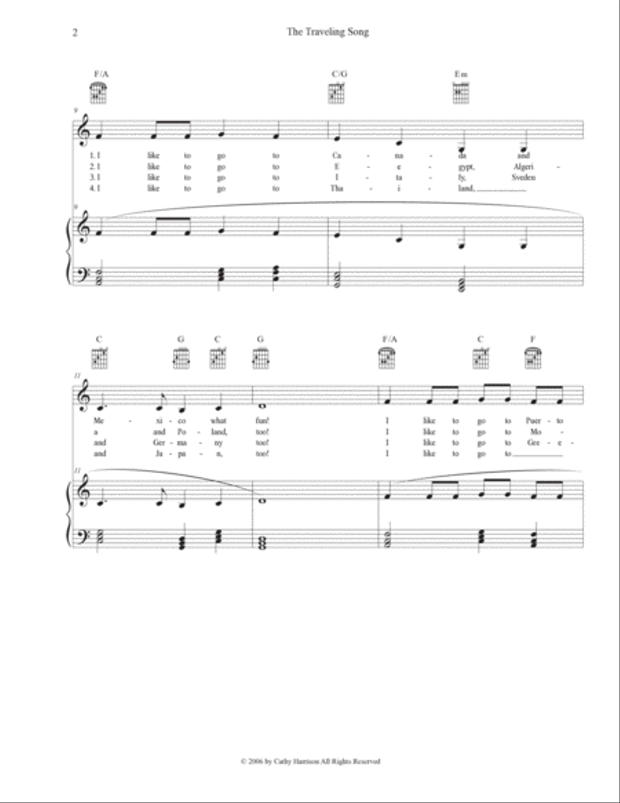 The Travelling Song Piano, Vocal, Guitar scores gallery preview page 2