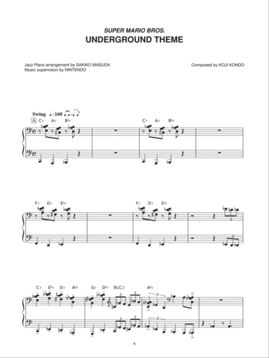 Super Mario Bros. Underground Theme Piano Solo scores gallery preview page 1