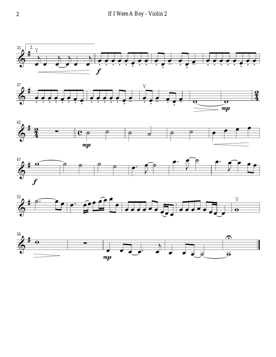 If I Were A Boy String Quartet scores gallery preview page 4