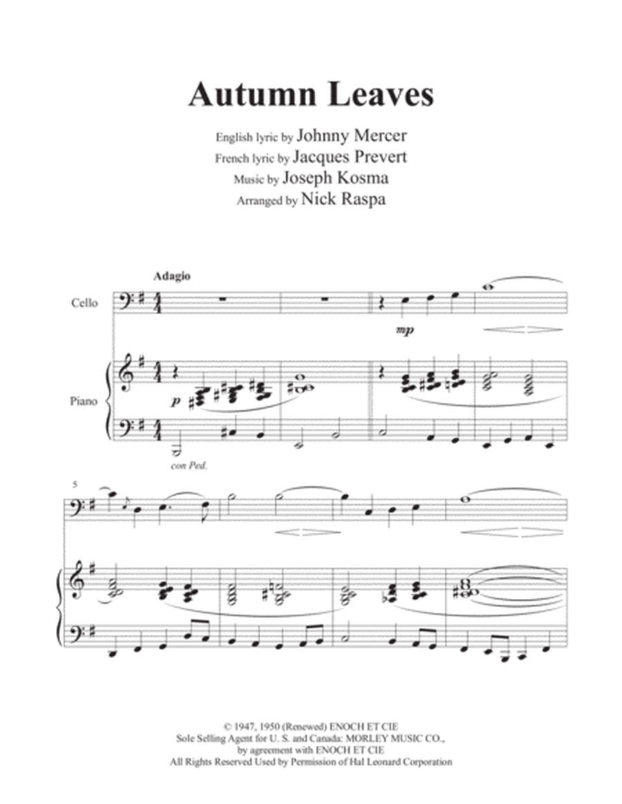 Autumn Leaves (Cello & Piano) advanced image number null