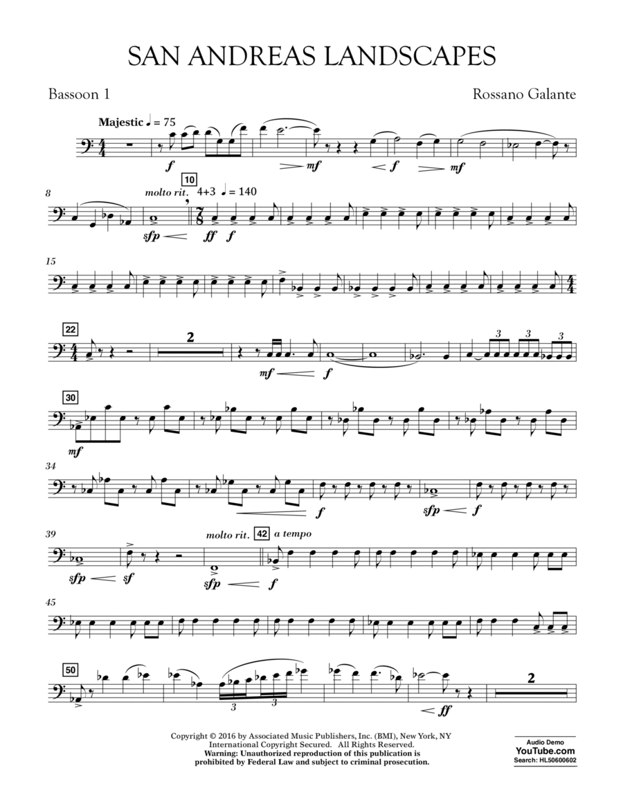 San Andreas Landscapes - Bassoon 1 Bassoon scores gallery preview page 1