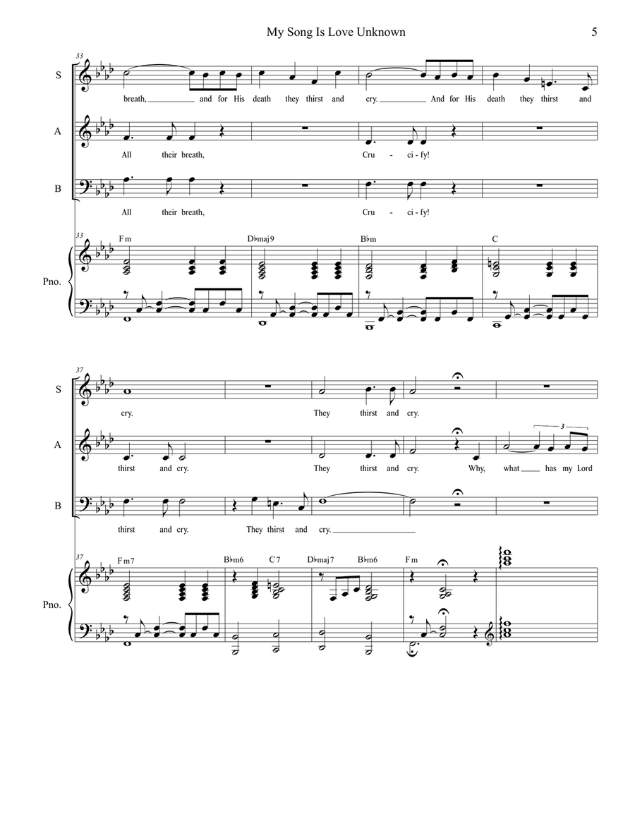My Song Is Love Unknown (SAB) 3-Part scores gallery preview page 5