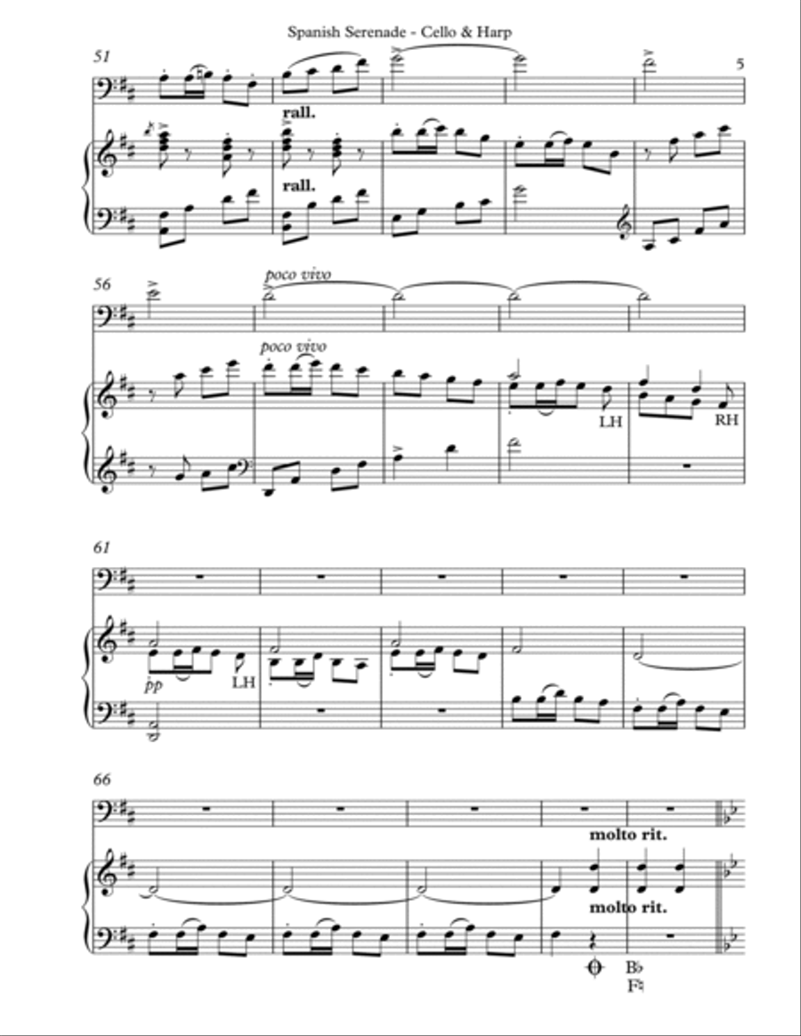 Spanish Serenade, Op. 54, No 1, Duet for Cello & Pedal Harp String Duet scores gallery preview page 5