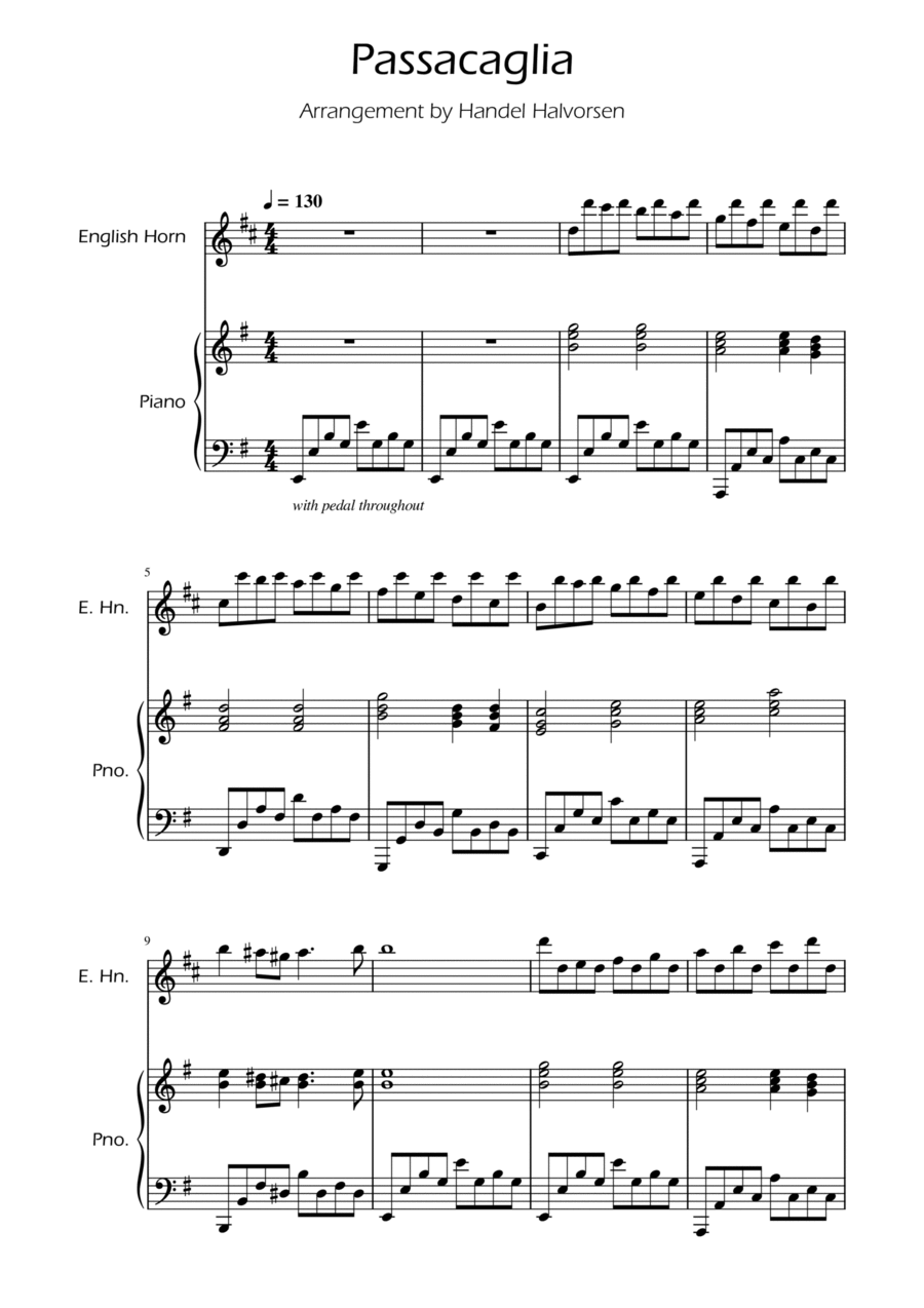 Passacaglia - Handel/Halvorsen - English Horn Solo w/ Piano Chamber Music scores gallery preview page 1