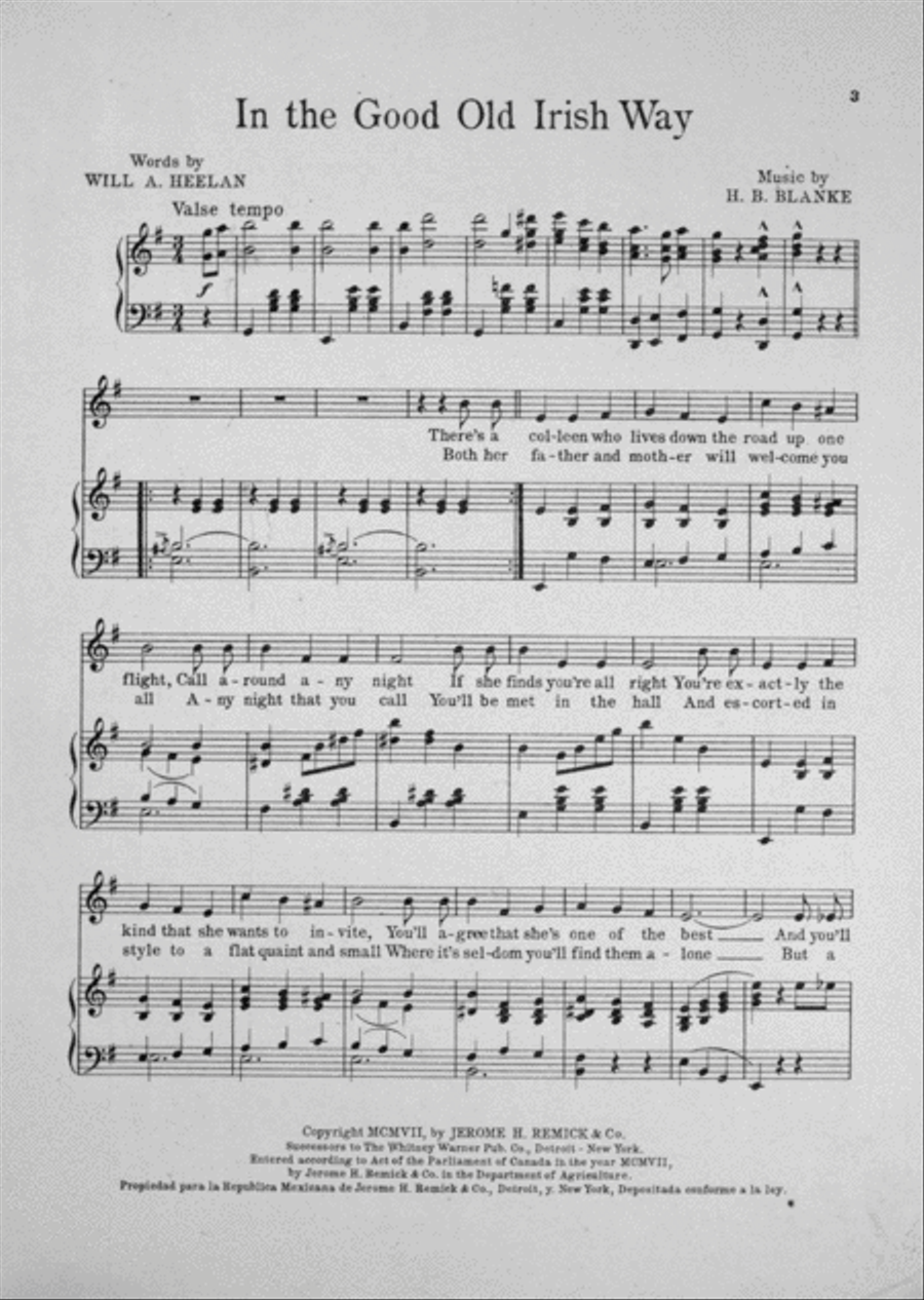 In the Good Old Irish Way. A Celtic Waltz Song Voice scores gallery preview page 2