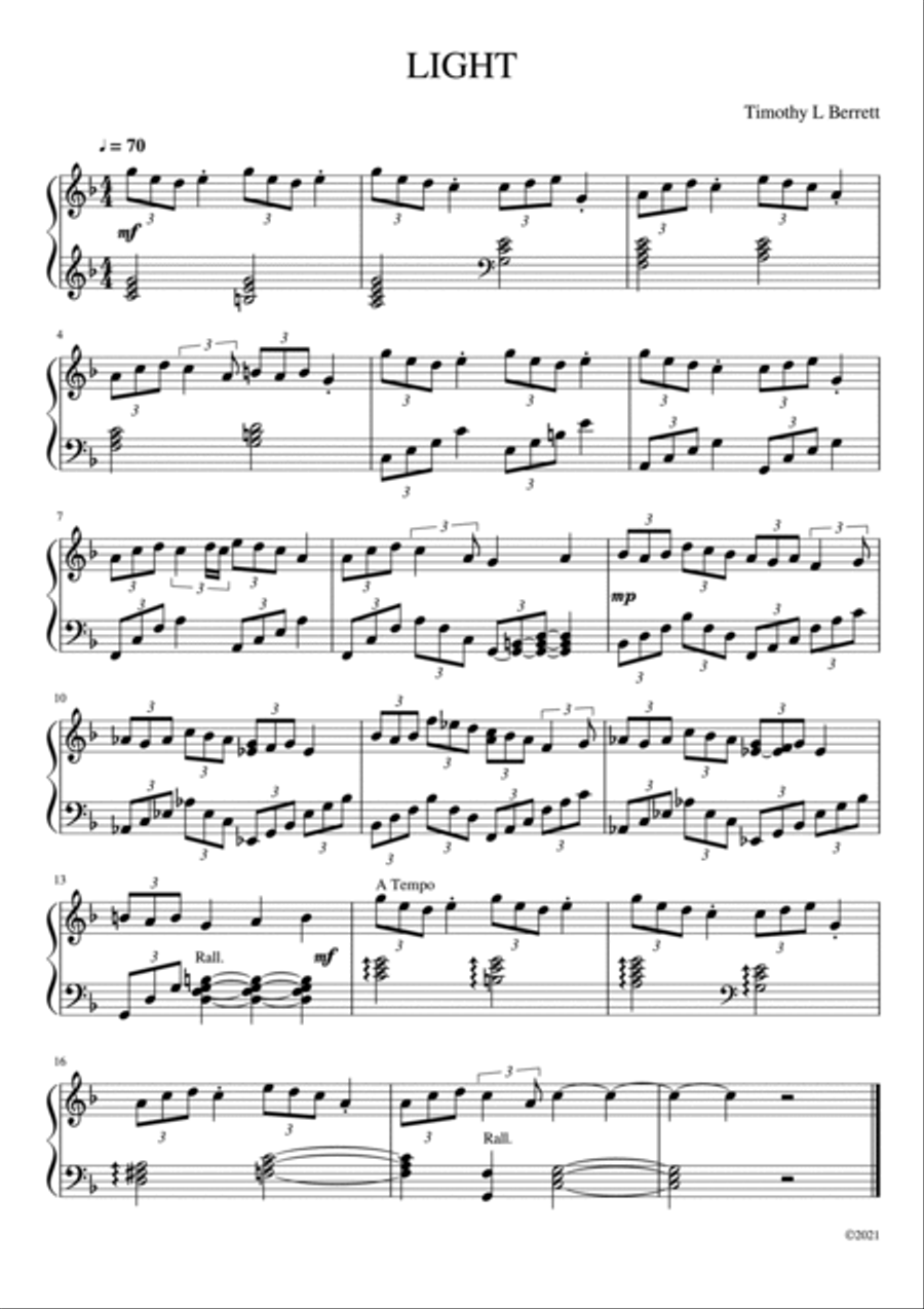 Light Piano Solo scores gallery preview page 1