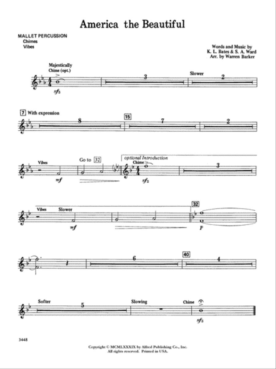 America, the Beautiful: Mallets Concert Band scores gallery preview page 1