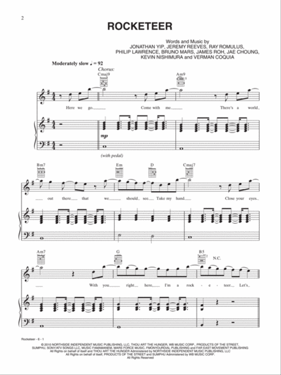 Rocketeer Piano, Vocal, Guitar scores gallery preview page 1