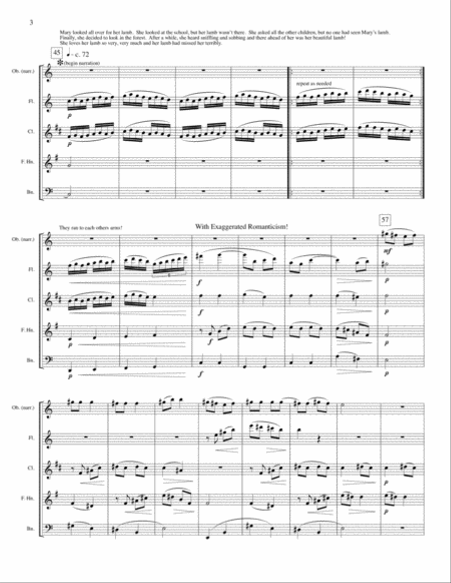 Mary's Little Lamb Mary's Little Lamb Woodwind Quintet scores gallery preview page 3