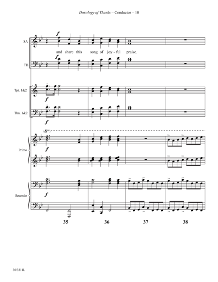 Doxology of Thanks - Brass Quartet Score and Parts