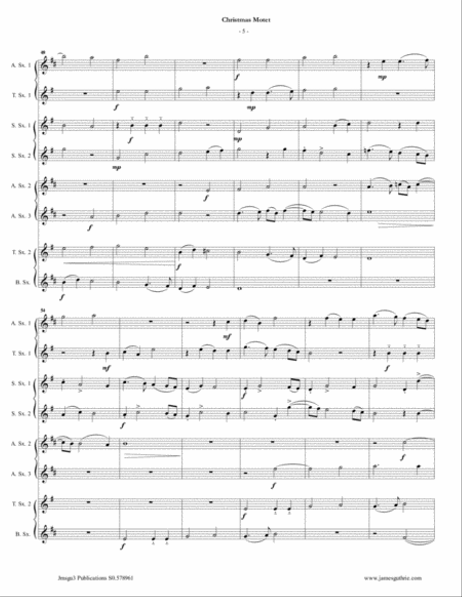 Mouton: Christmas Motet for Sax Choir Choir scores gallery preview page 5