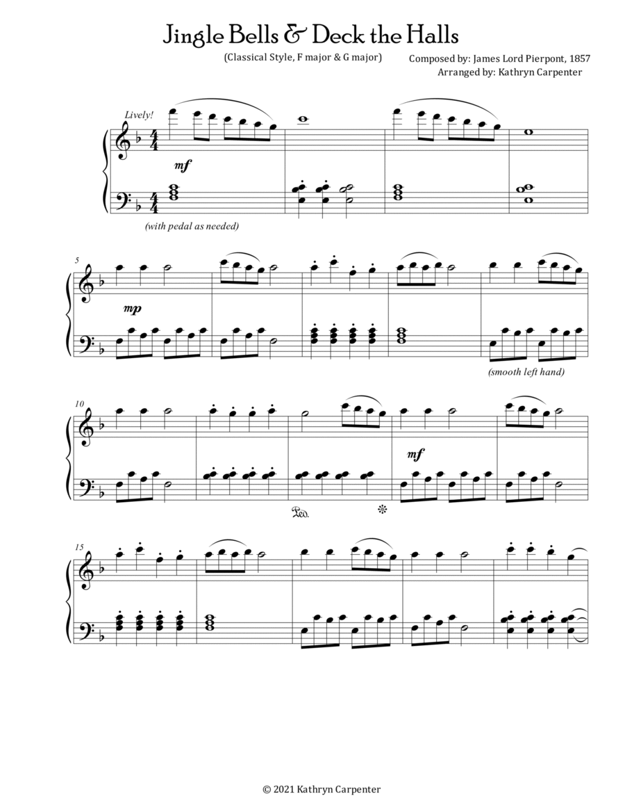 Jingle Bells, Deck the Halls Classical Medley (F & G Major) Small Ensemble scores gallery preview page 1