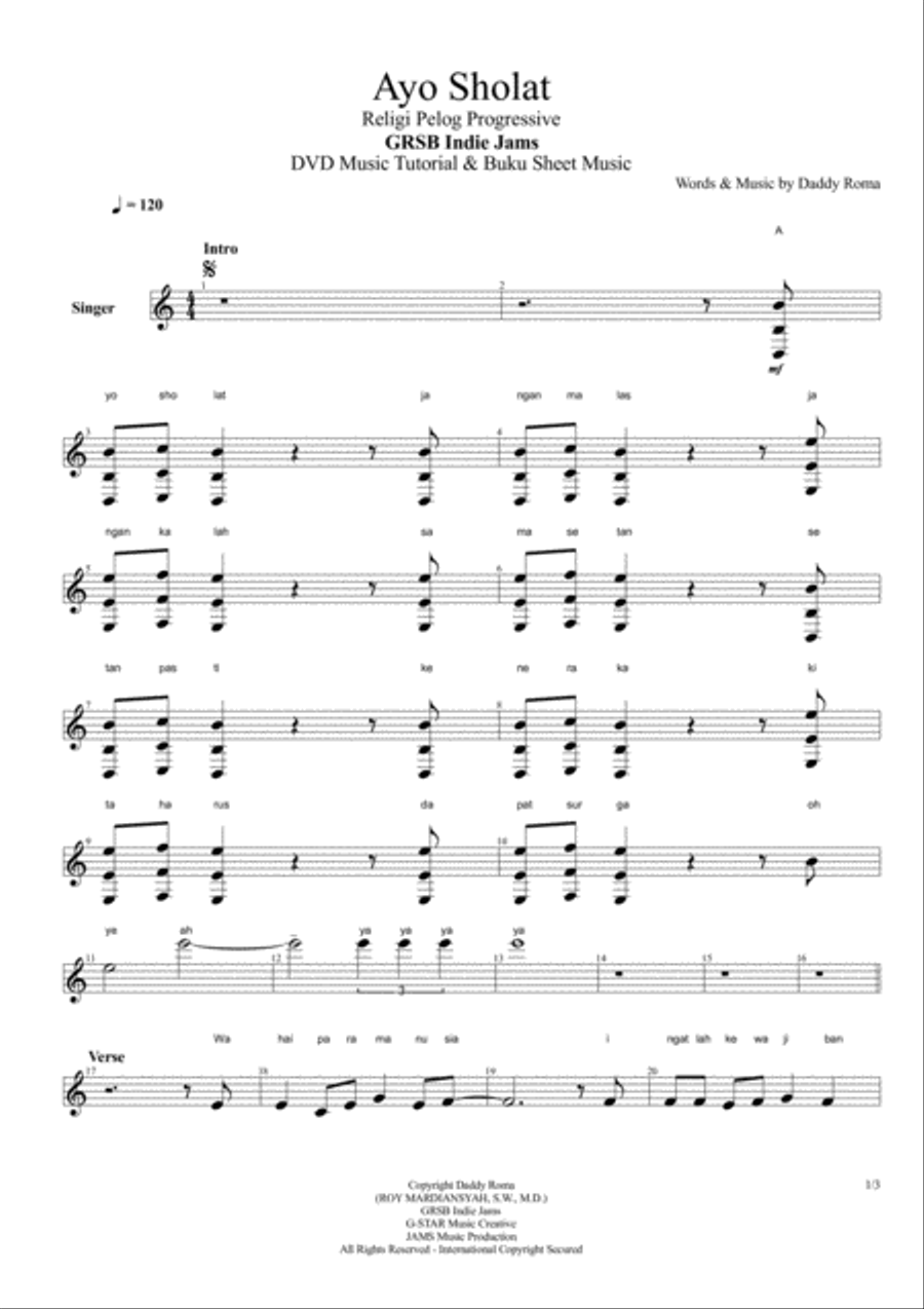 Roy - Ayo Sholat Roy - Ayo Sholat Small Ensemble scores gallery preview page 1