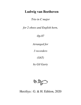 Trio, 2 oboes, English horn, Op.87 (arrangement for 3 recorders)