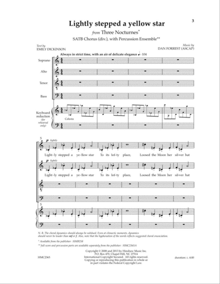 Lightly Stepped a Yellow Star SSAATTBB scores gallery preview page 2