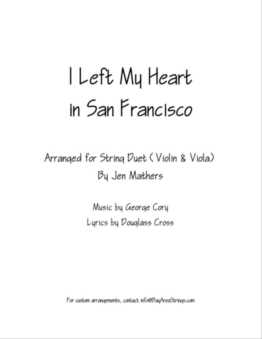 I Left My Heart In San Francisco String Duet scores gallery preview page 1