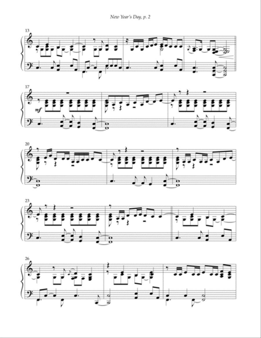 New Year's Day Piano Solo scores gallery preview page 2