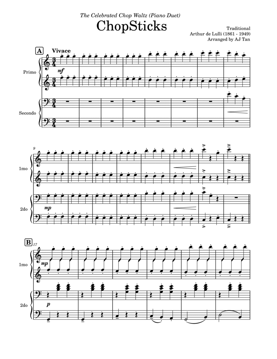 ChopSticks (Piano Duet) 1 Piano, 4-Hands scores gallery preview page 1