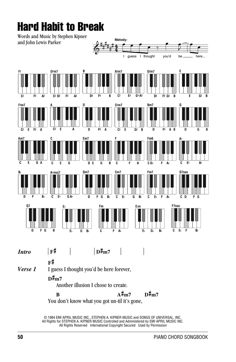 Hard Habit To Break Piano scores gallery preview page 1