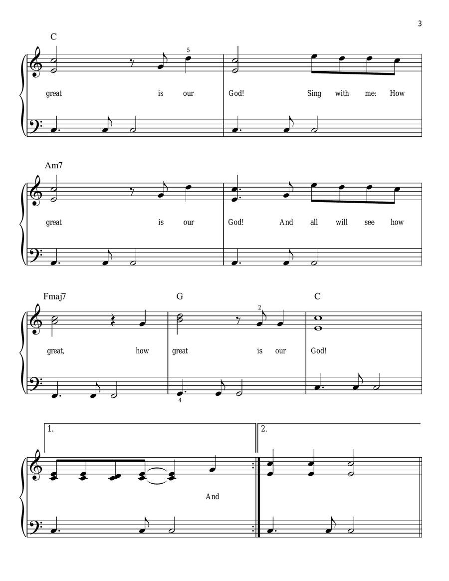 How Great Is Our God Easy Piano scores gallery preview page 3