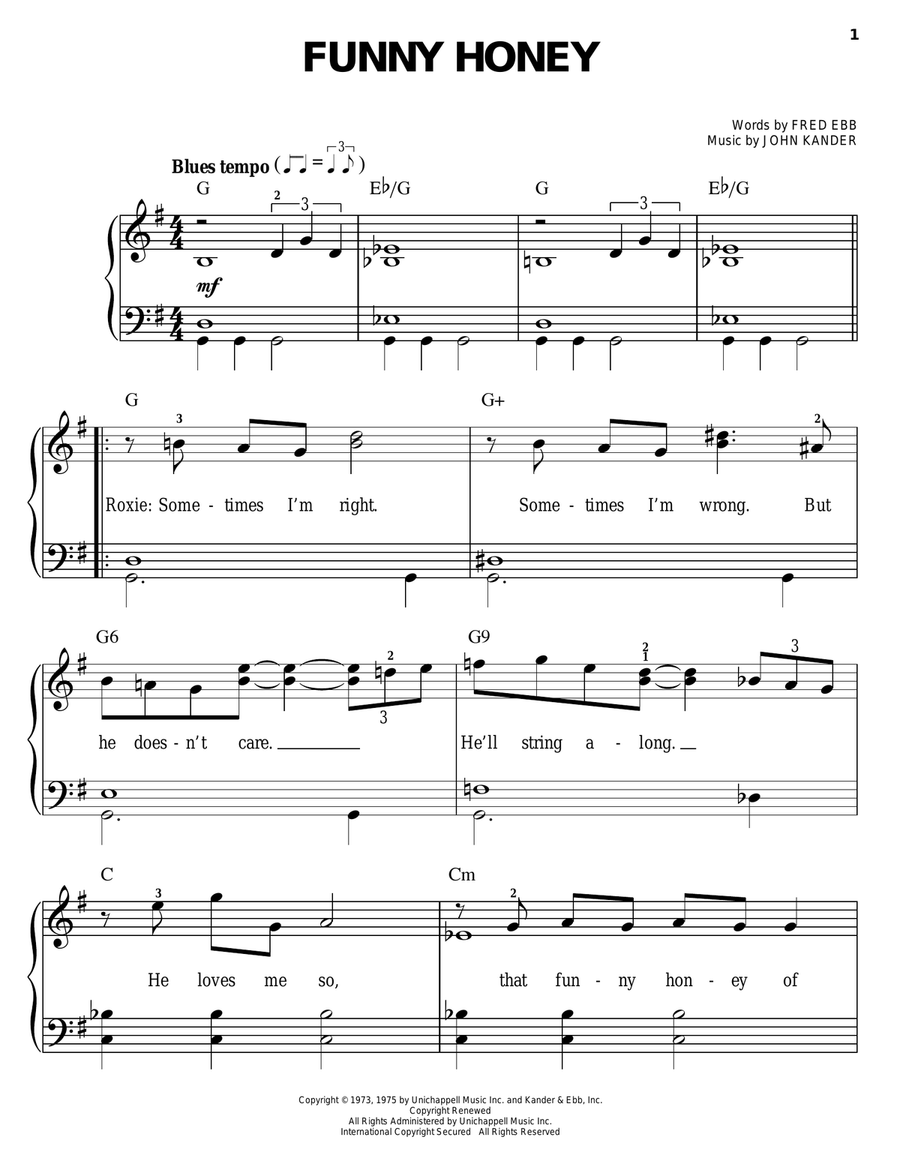 Funny Honey Easy Piano scores gallery preview page 1