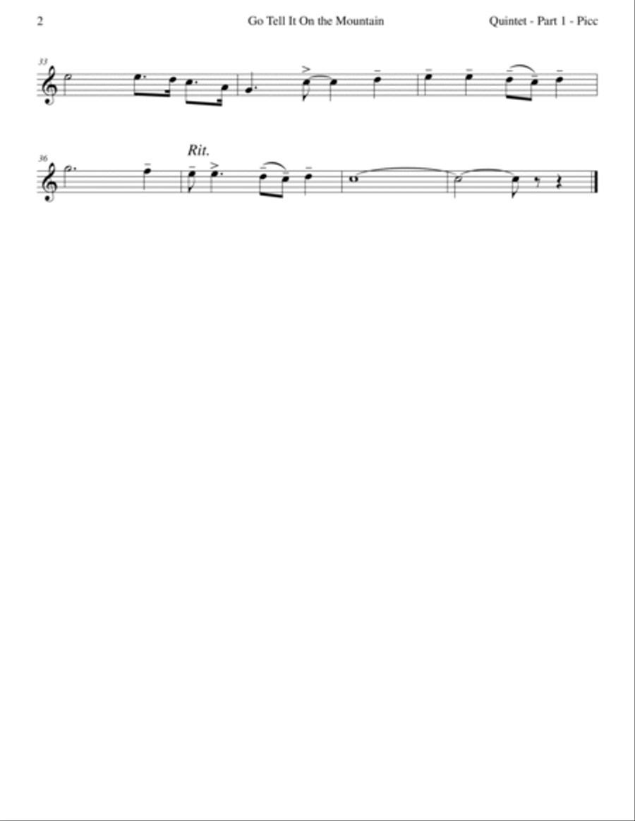 Go Tell It on the Mountain (Flute Quintet or Choir) Flute Choir scores gallery preview page 5