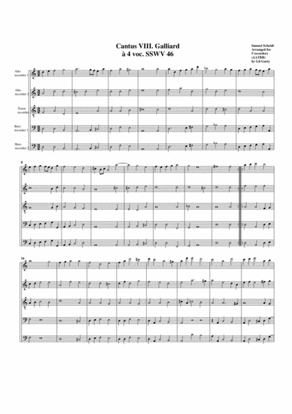 Galliard SSWV 46 (arrangement for 5 recorders)