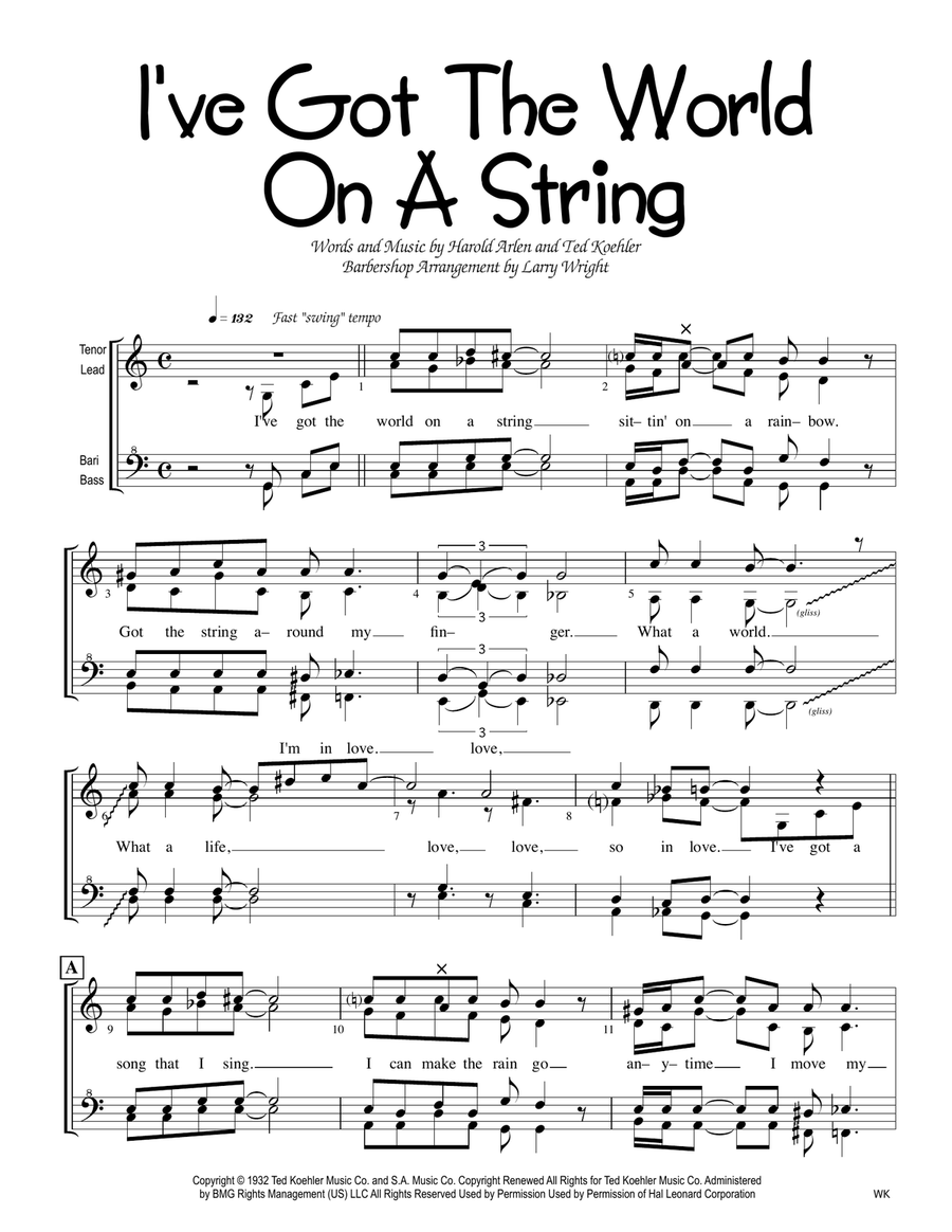 I've Got The World On A String SSAA scores gallery preview page 1