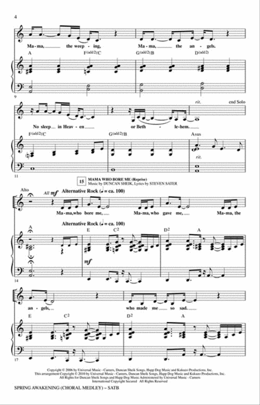 Spring Awakening (Choral Medley) 4-Part scores gallery preview page 3