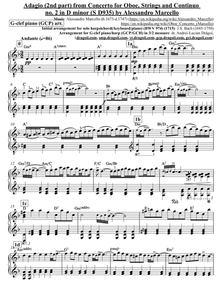Marcello (Alessandro) - Adagio (2nd part) from Concerto for Oboe, Strings and Continuo no. 2 in D mi image number null