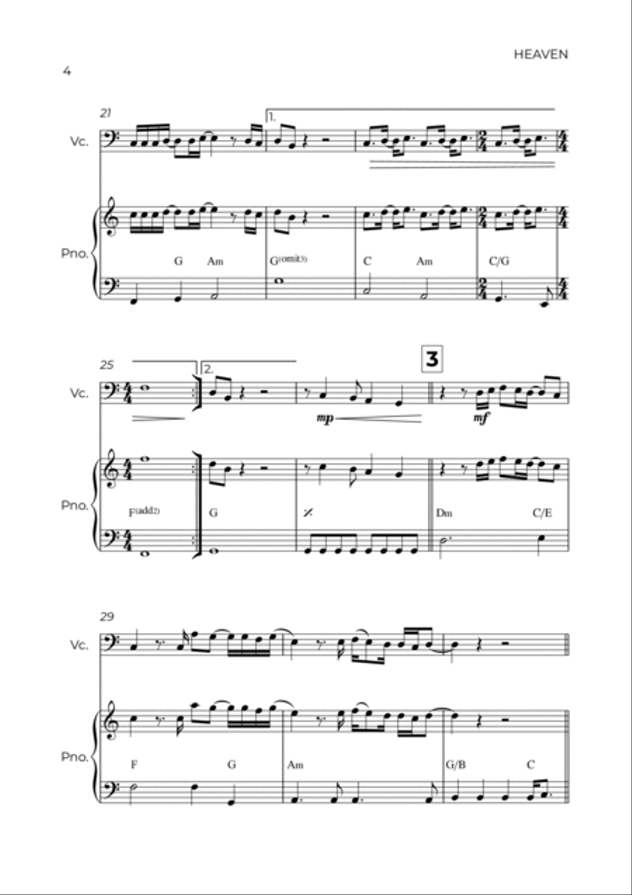 Heaven Piano scores gallery preview page 4