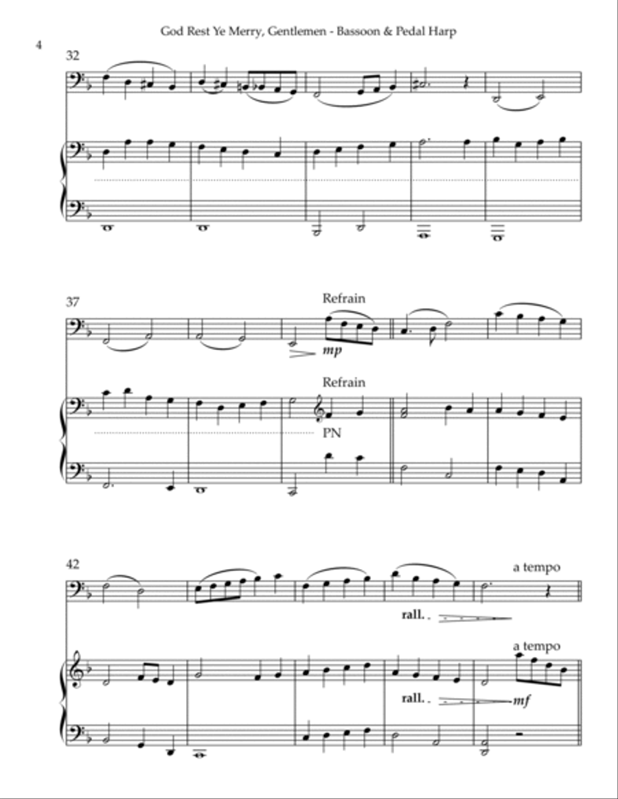 God Rest Ye Merry, Gentlemen, Duet for Bassoon & Pedal Harp Bassoon scores gallery preview page 4