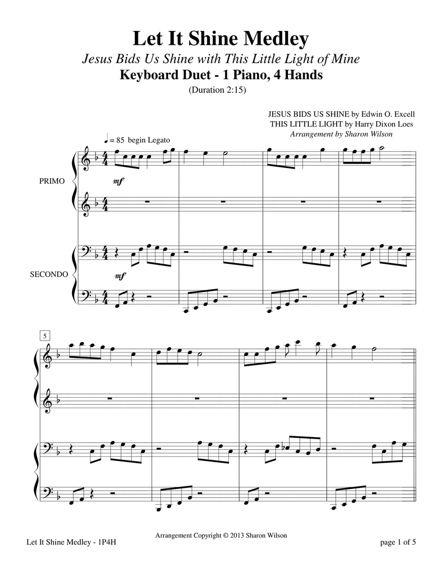 Let It Shine Medley (1 Piano, 4 Hands) 1 Piano, 4-Hands scores gallery preview page 6