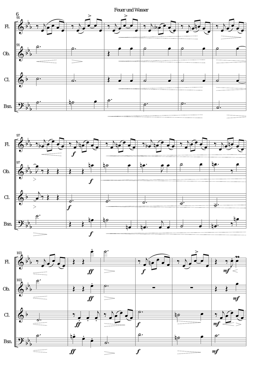 Feuer und Wasser (Fire and Water) for wind quartet Woodwind Quartet scores gallery preview page 6