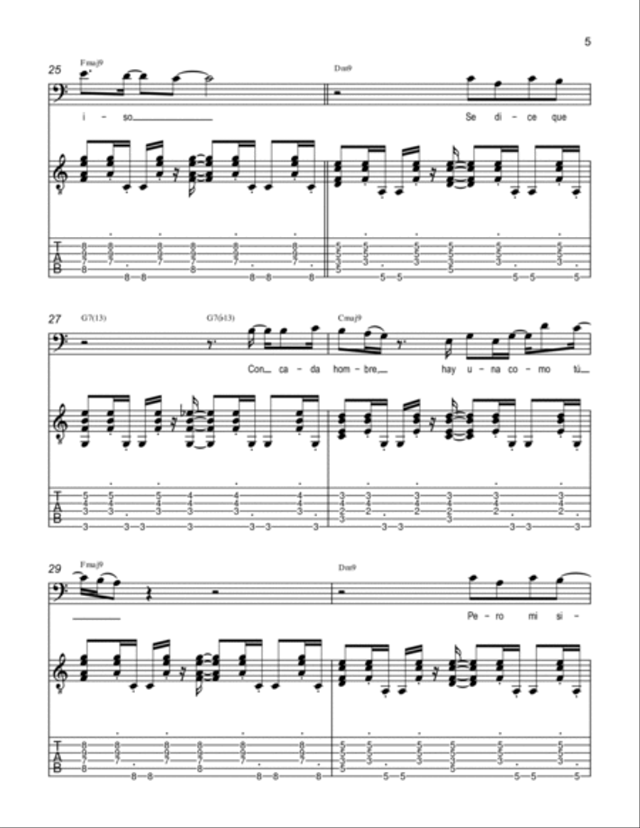 Mi Historia Entre Tus Dedos Guitar Tablature scores gallery preview page 5
